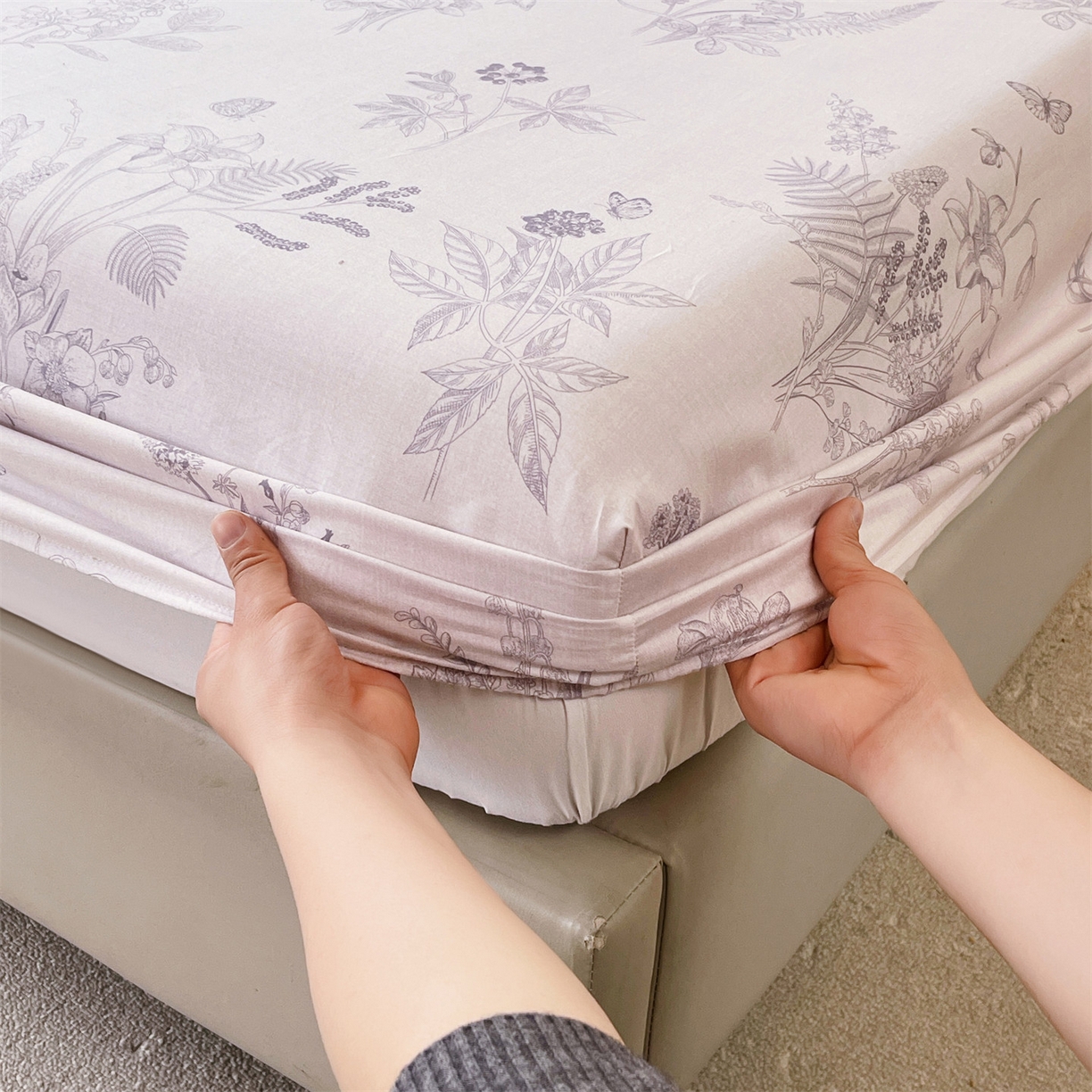 91家纺网 家纺一手货源 找家纺 宝齐莱家纺 2026新款全棉纯棉13372印花单床笠床笠单件 清雅