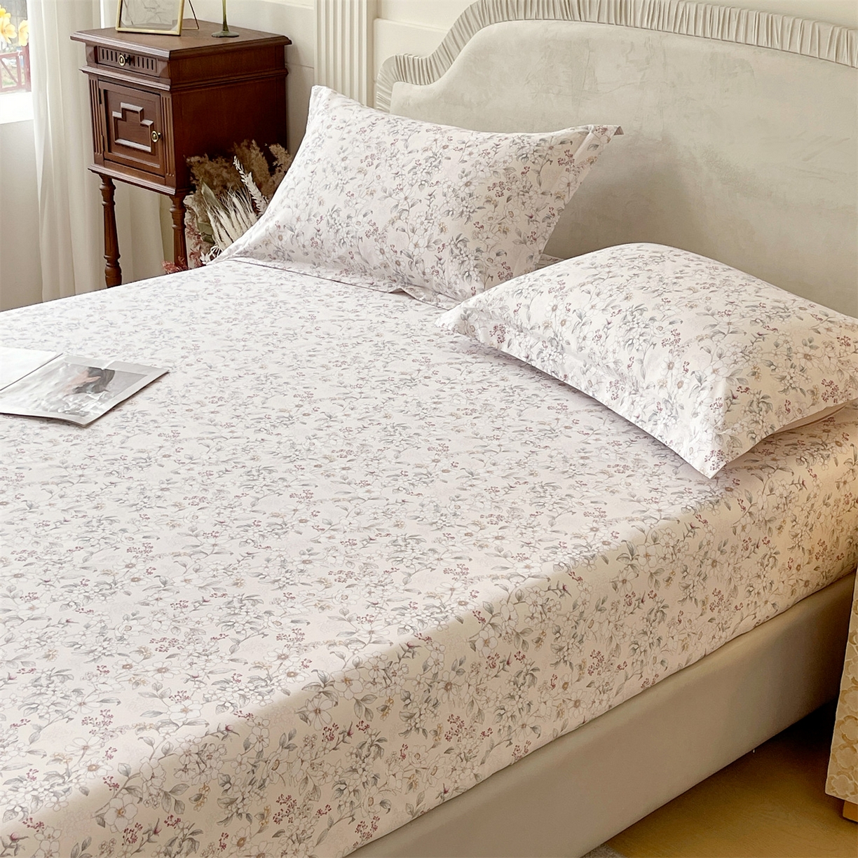 91家纺网 家纺一手货源 找家纺 宝齐莱家纺 2026新款全棉纯棉13372印花单床笠床笠单件 烟花间