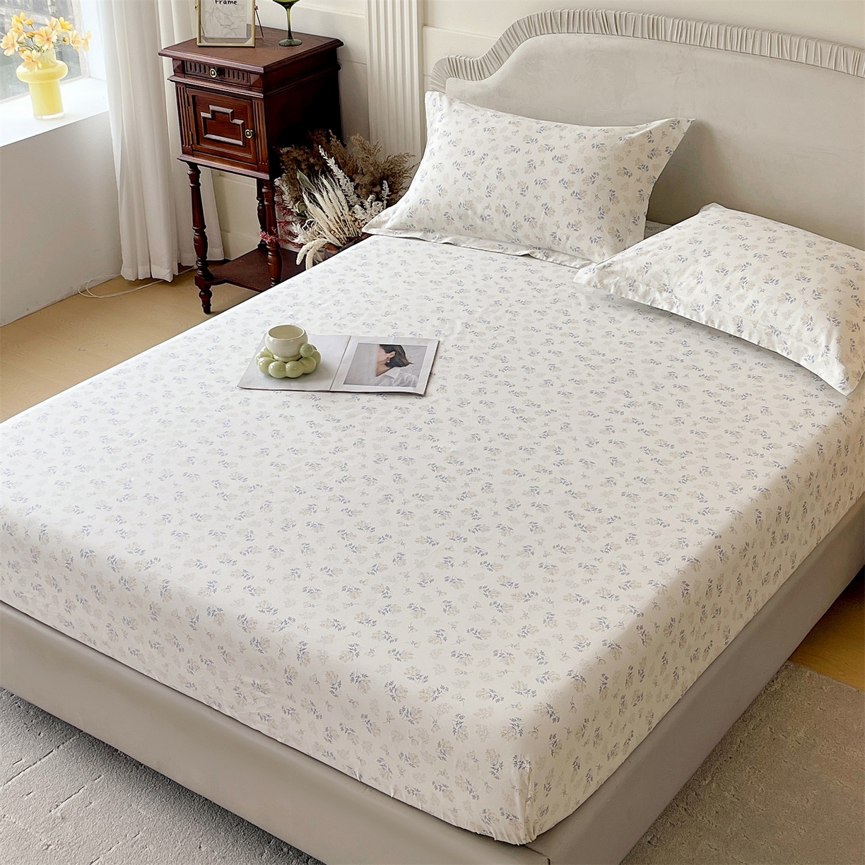 91家纺网 家纺一手货源 找家纺 宝齐莱家纺 2026新款全棉纯棉13372印花单床笠床笠单件 左岸晨雾