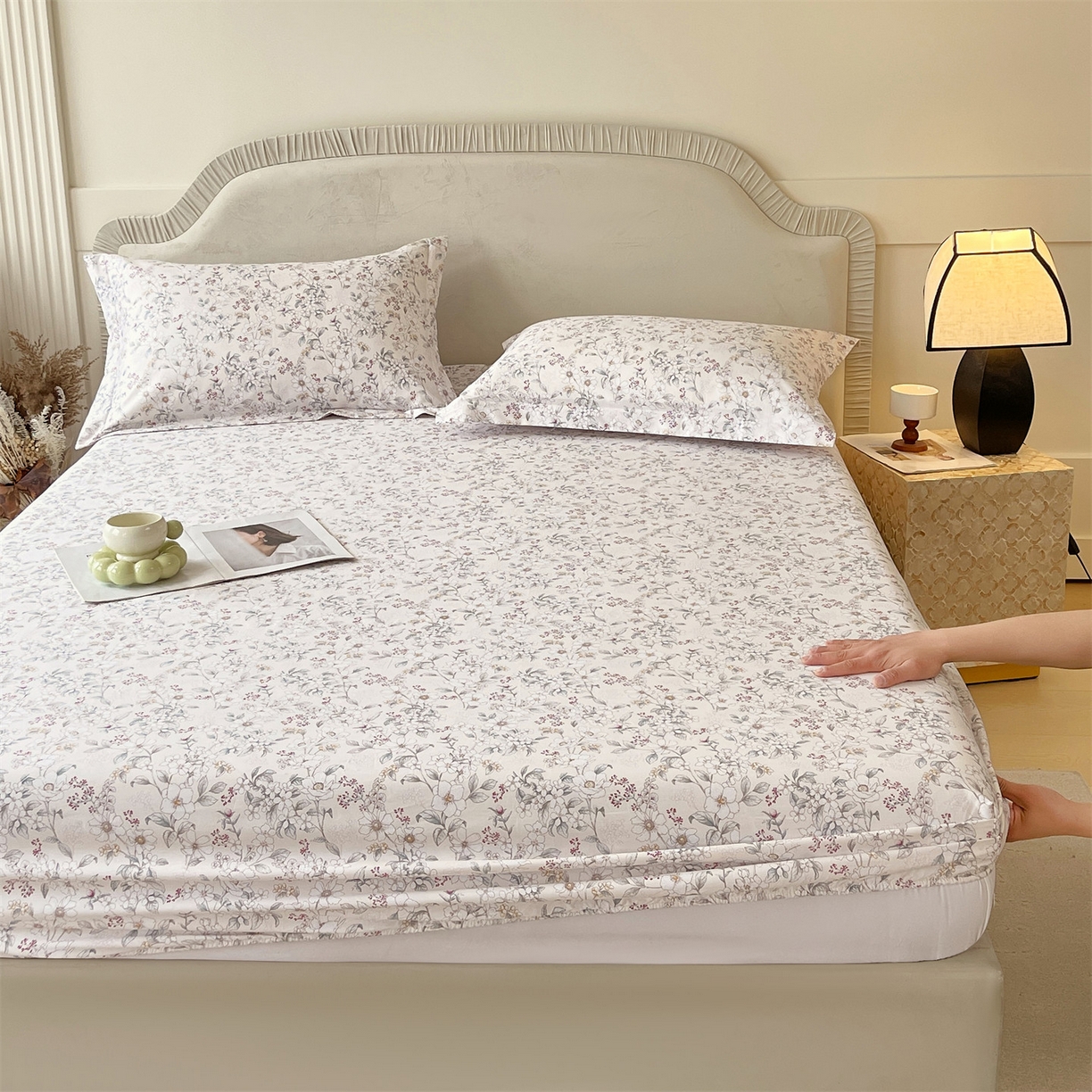 91家纺网 家纺一手货源 找家纺 宝齐莱家纺 2026新款全棉纯棉13372印花单床笠床笠单件 烟花间