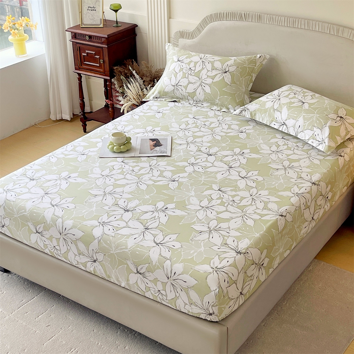 91家纺网 家纺一手货源 找家纺 宝齐莱家纺 2026新款全棉纯棉13372印花单床笠床笠单件 云间月