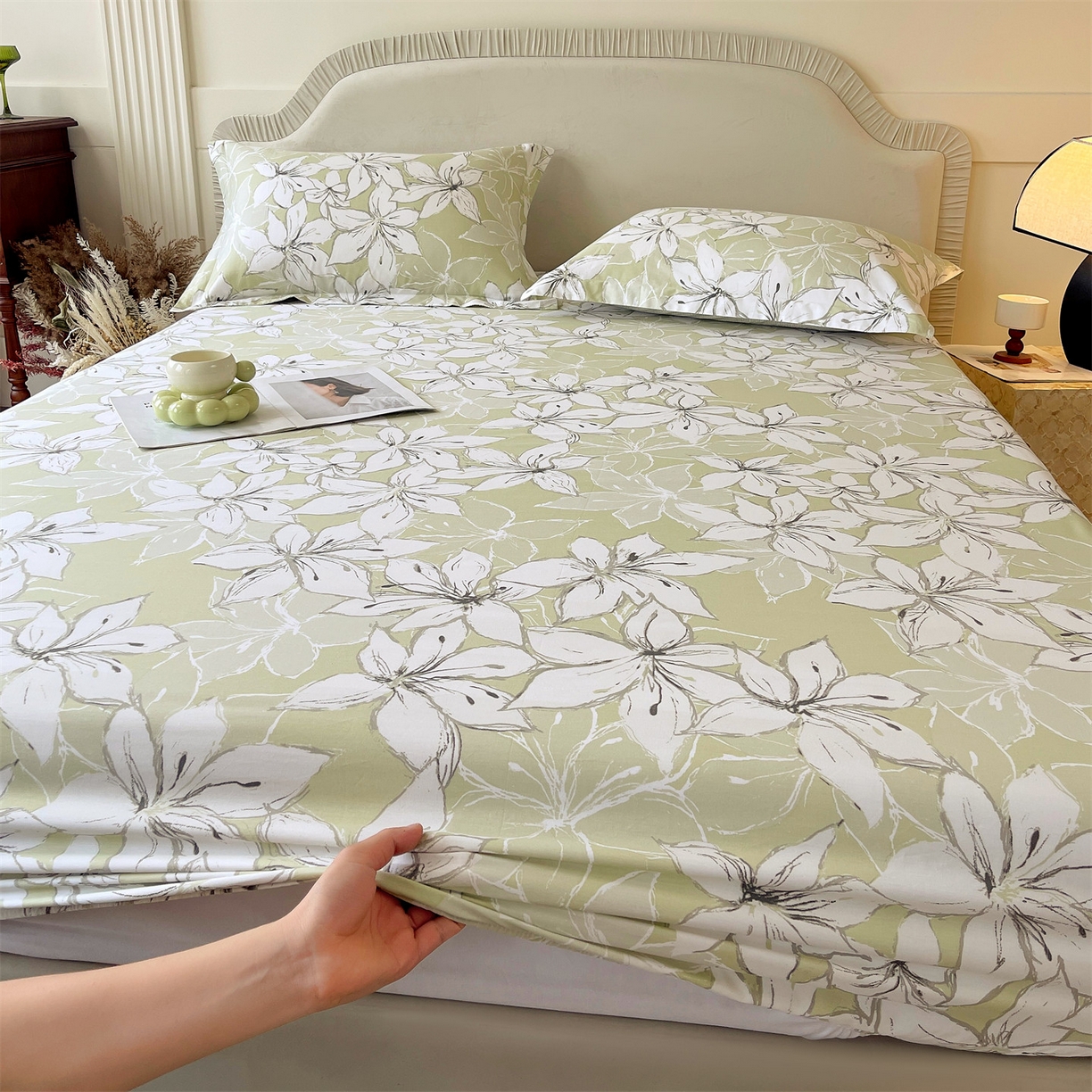 91家纺网 家纺一手货源 找家纺 宝齐莱家纺 2026新款全棉纯棉13372印花单床笠床笠单件 云间月