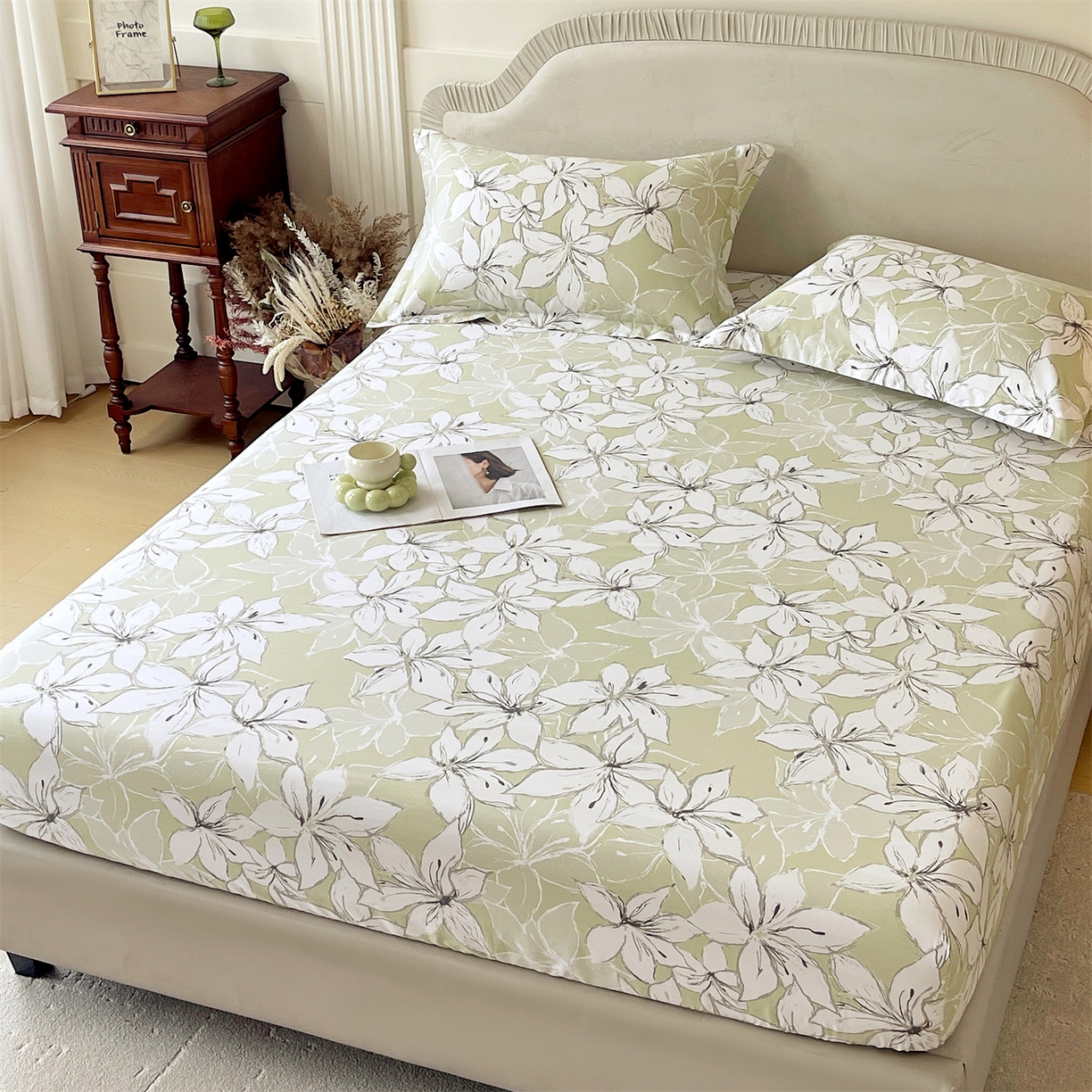 91家纺网 家纺一手货源 找家纺 宝齐莱家纺 2026新款全棉纯棉13372印花单床笠床笠单件 云间月