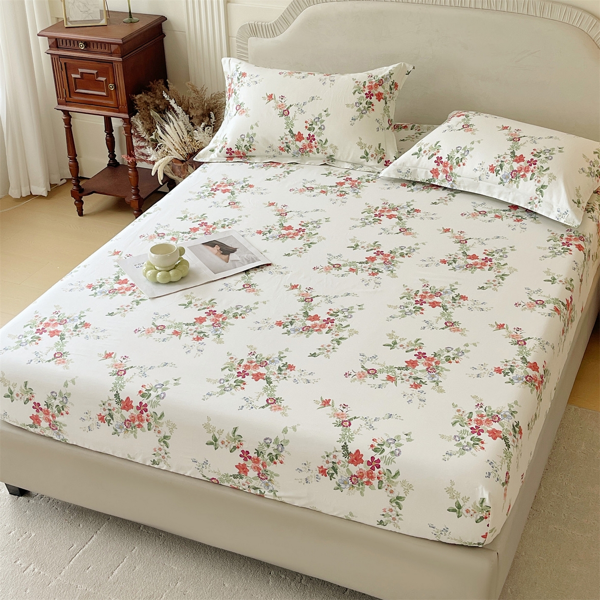 91家纺网 家纺一手货源 找家纺 宝齐莱家纺 2026新款全棉纯棉13372印花单床笠床笠单件 香榭丽