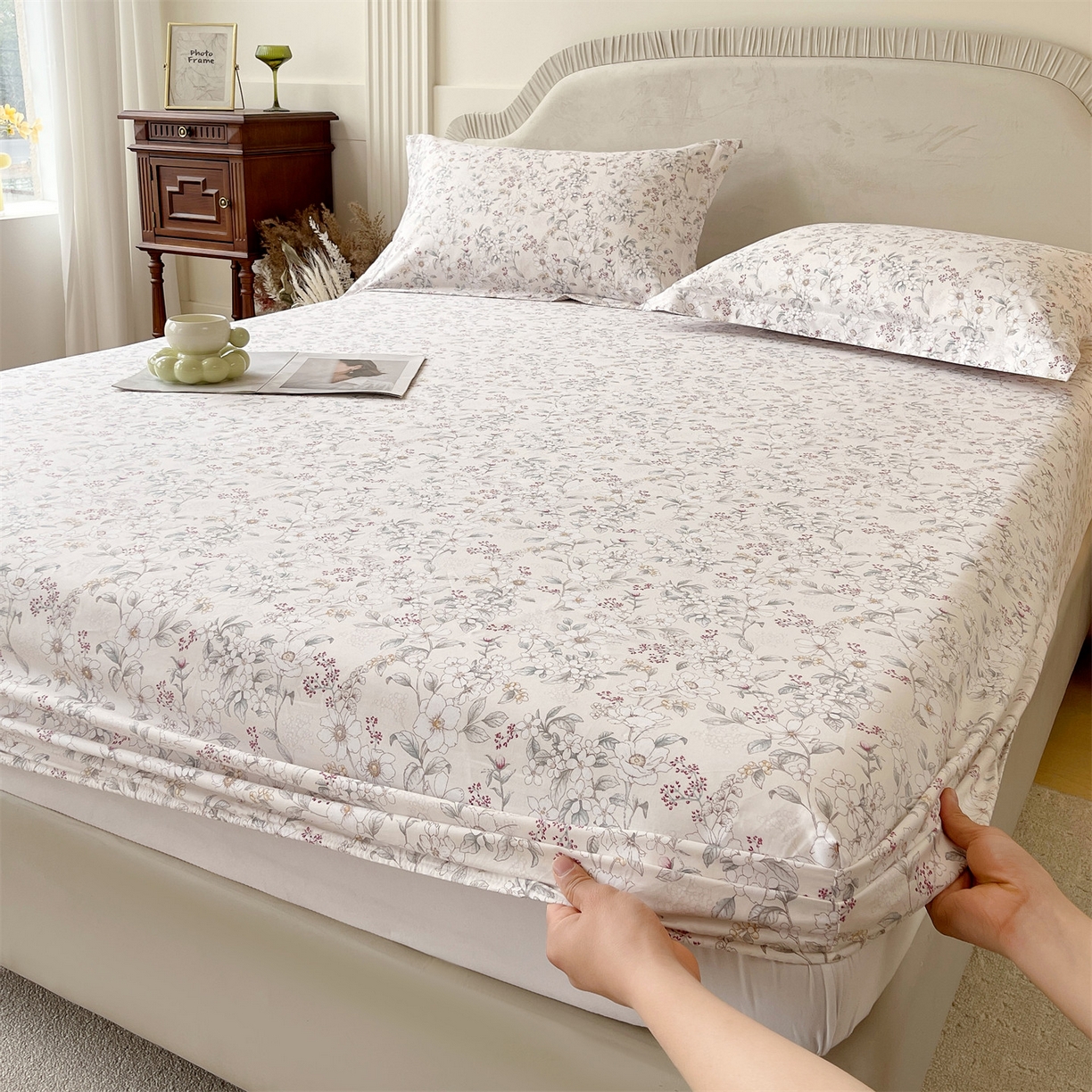 91家纺网 家纺一手货源 找家纺 宝齐莱家纺 2026新款全棉纯棉13372印花单床笠床笠单件 烟花间