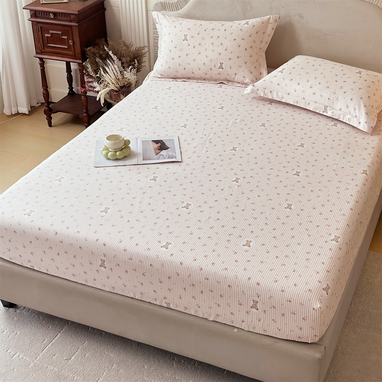 91家纺网 家纺一手货源 找家纺 宝齐莱家纺 2026新款全棉纯棉13372印花单床笠床笠单件 小确幸