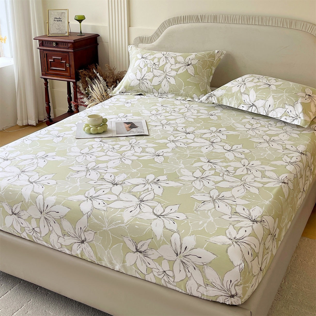 91家纺网 家纺一手货源 找家纺 宝齐莱家纺 2026新款全棉纯棉13372印花单床笠床笠单件 云间月