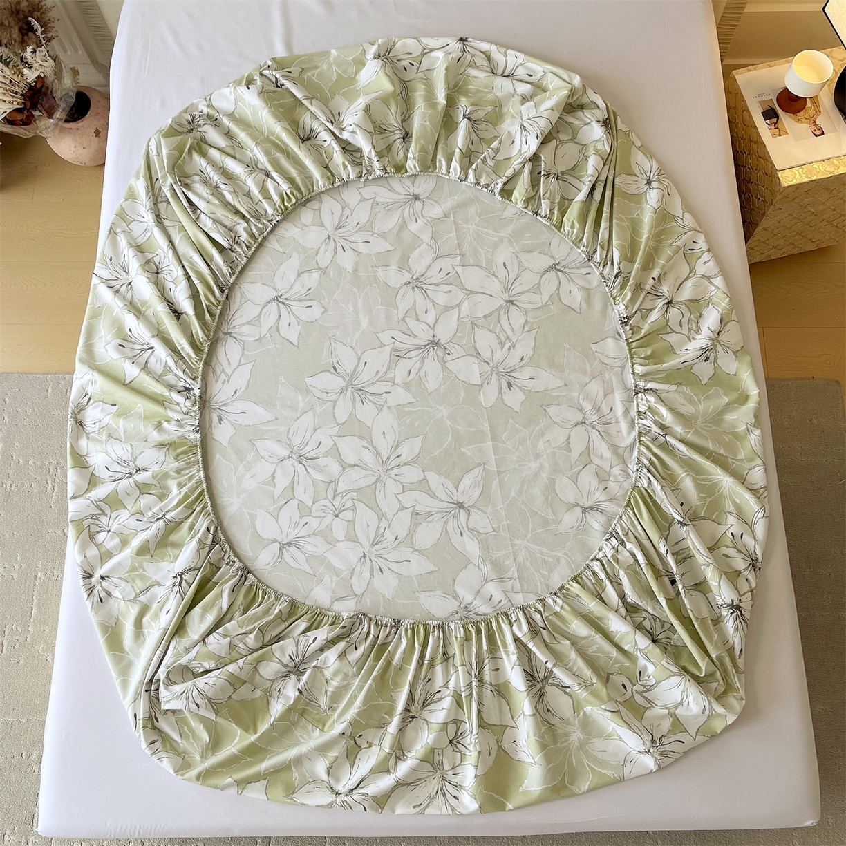 91家纺网 家纺一手货源 找家纺 宝齐莱家纺 2026新款全棉纯棉13372印花单床笠床笠单件 云间月