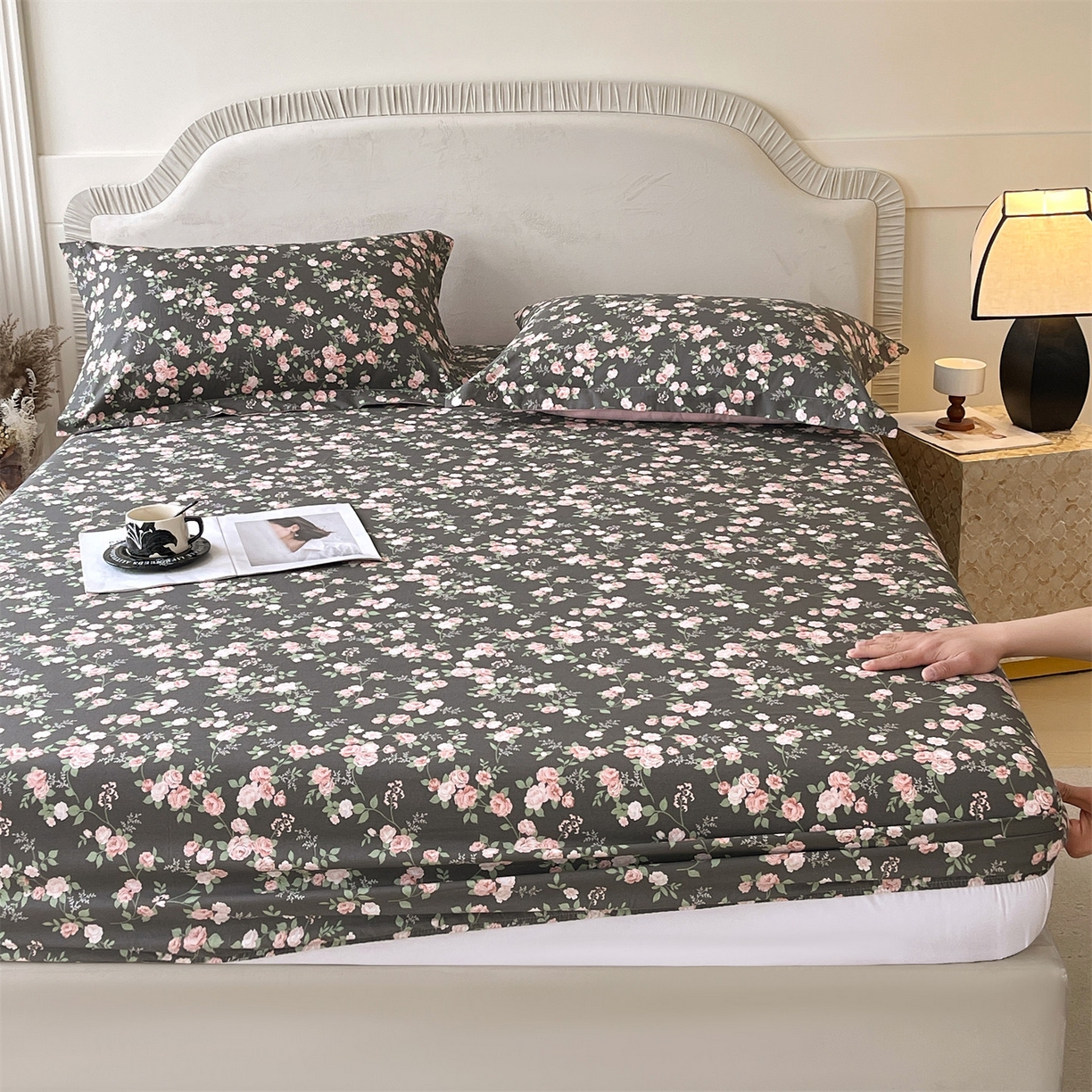 91家纺网 家纺一手货源 找家纺 宝齐莱家纺 2026新款全棉纯棉13372印花单床笠床笠单件 美如画