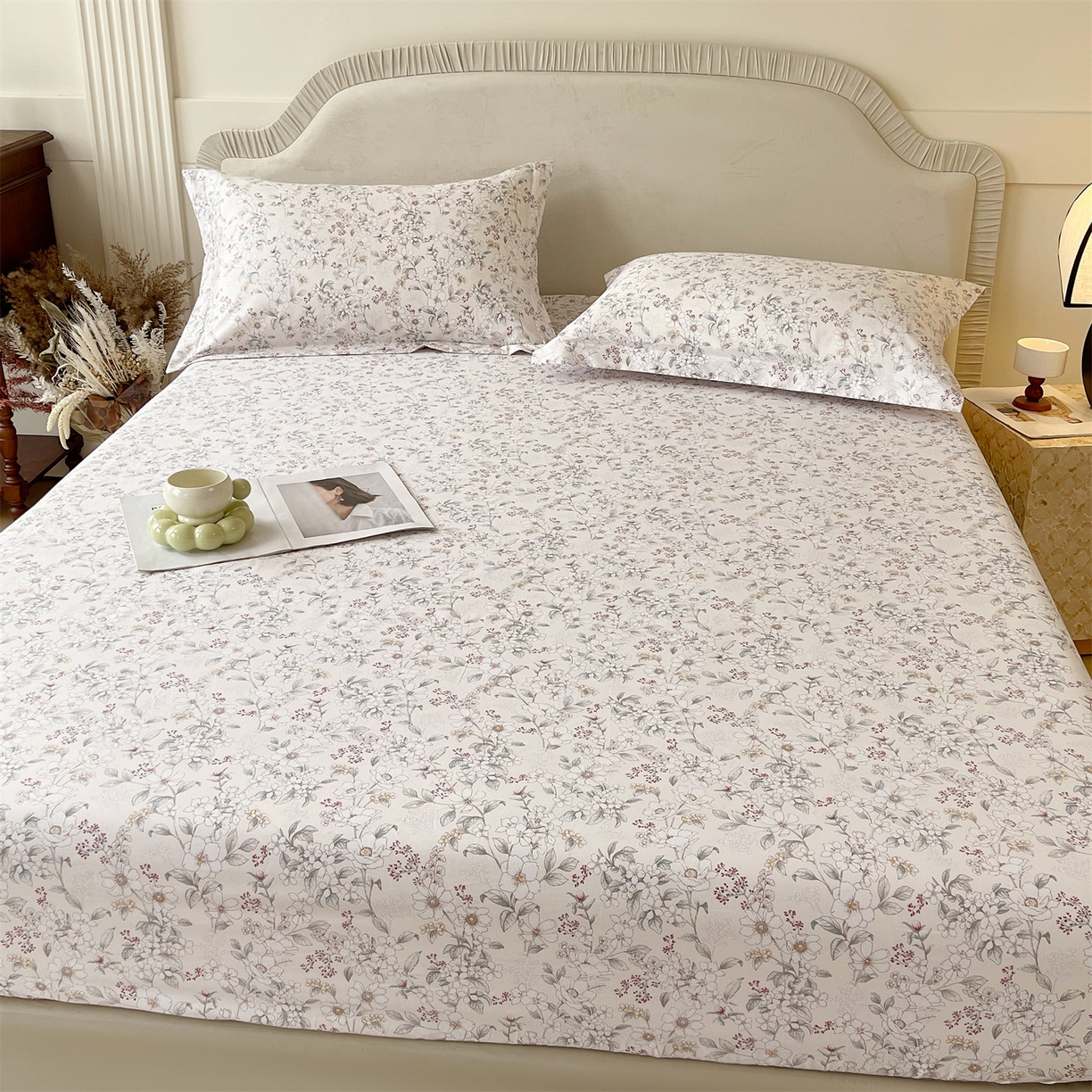 91家纺网 家纺一手货源 找家纺 宝齐莱家纺 2026新款全棉纯棉13372印花单床笠床笠单件 烟花间