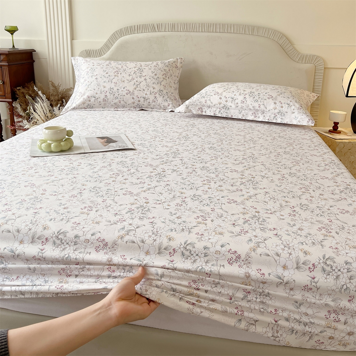 91家纺网 家纺一手货源 找家纺 宝齐莱家纺 2026新款全棉纯棉13372印花单床笠床笠单件 烟花间