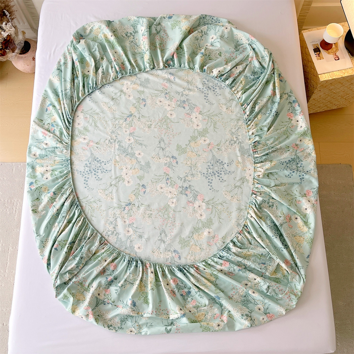 91家纺网 家纺一手货源 找家纺 宝齐莱家纺 2026新款全棉纯棉13372印花单床笠床笠单件 浅茉