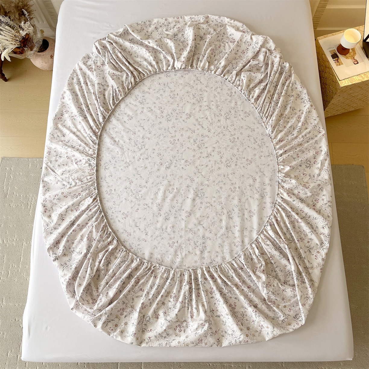 91家纺网 家纺一手货源 找家纺 宝齐莱家纺 2026新款全棉纯棉13372印花单床笠床笠单件 烟花间