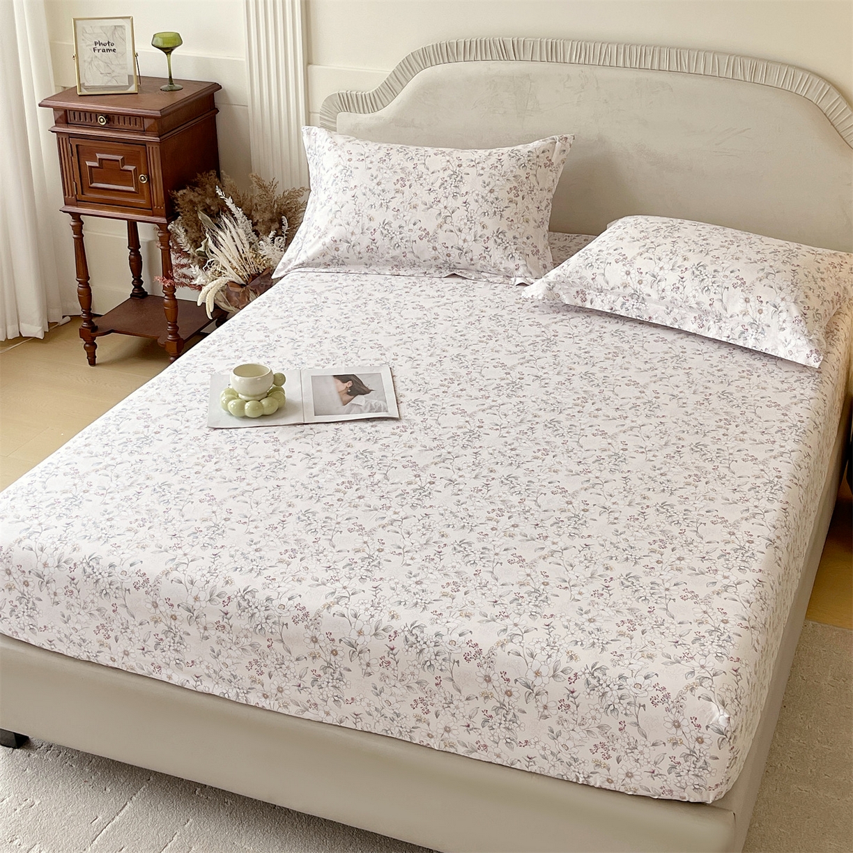 91家纺网 家纺一手货源 找家纺 宝齐莱家纺 2026新款全棉纯棉13372印花单床笠床笠单件 烟花间