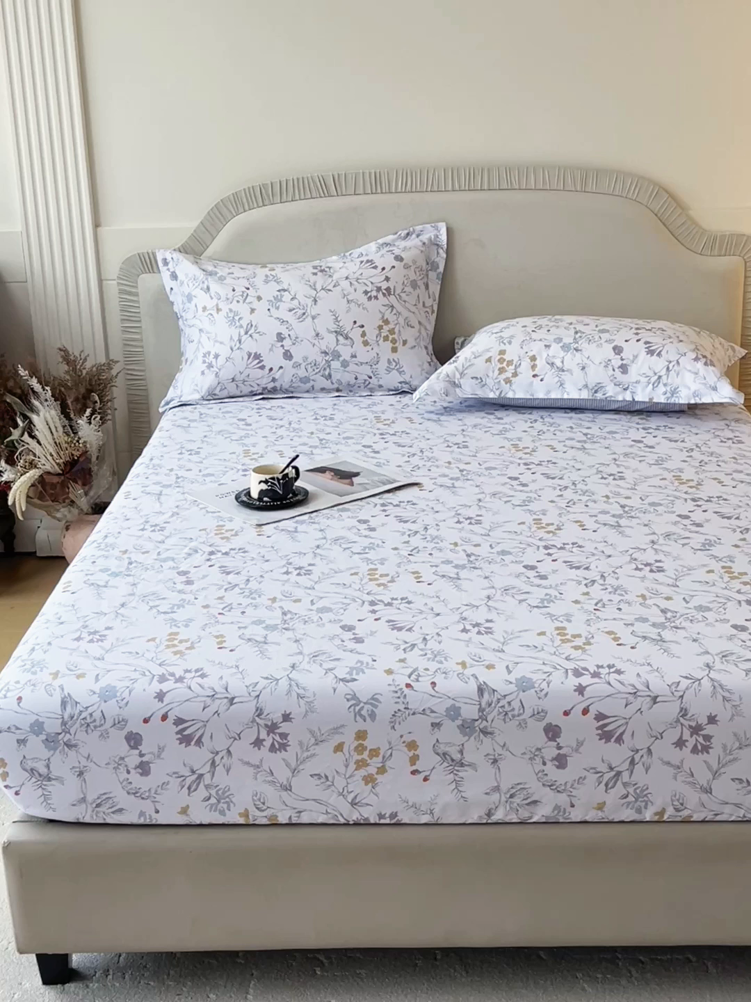 91家纺网 家纺一手货源 找家纺 宝齐莱家纺 2026新款全棉纯棉13372印花单床笠床笠单件 花解语