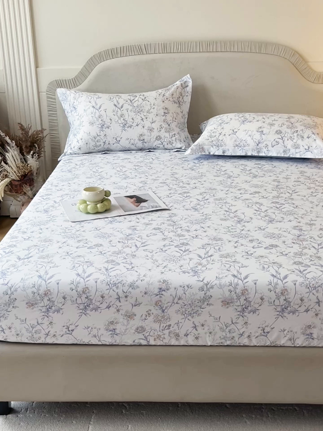 91家纺网 家纺一手货源 找家纺 宝齐莱家纺 2026新款全棉纯棉13372印花单床笠床笠单件 浮光花影