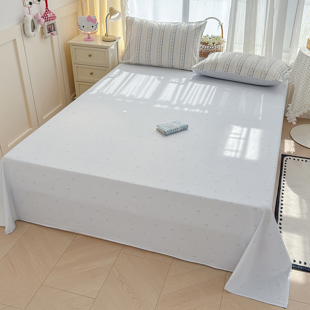 91家纺网 家纺一手货源 找家纺 铺尚美家纺 2026新款12868新疆全棉纯棉单品枕套系列（提供质检报告） 浅纹蓝