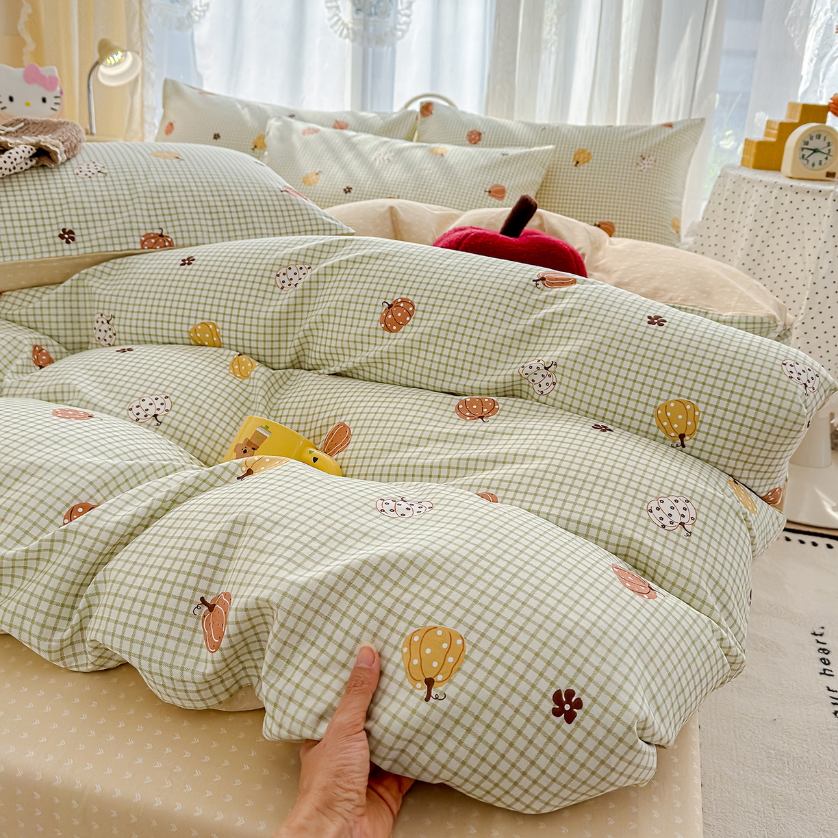 91家纺网 家纺一手货源 找家纺 铺尚美家纺 2026新款12868新疆全棉纯棉单品枕套系列（提供质检报告） 小南瓜