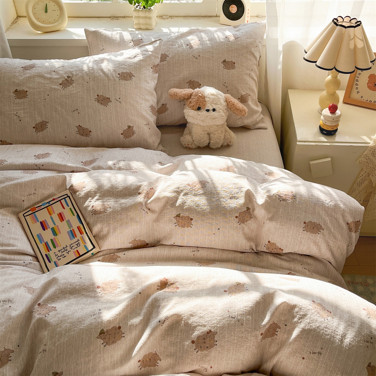 91家纺网 家纺一手货源 找家纺 盛秋家纺 2026春夏新款亲肤舒适色织四件套-洛基系列 肖恩+烟茶色