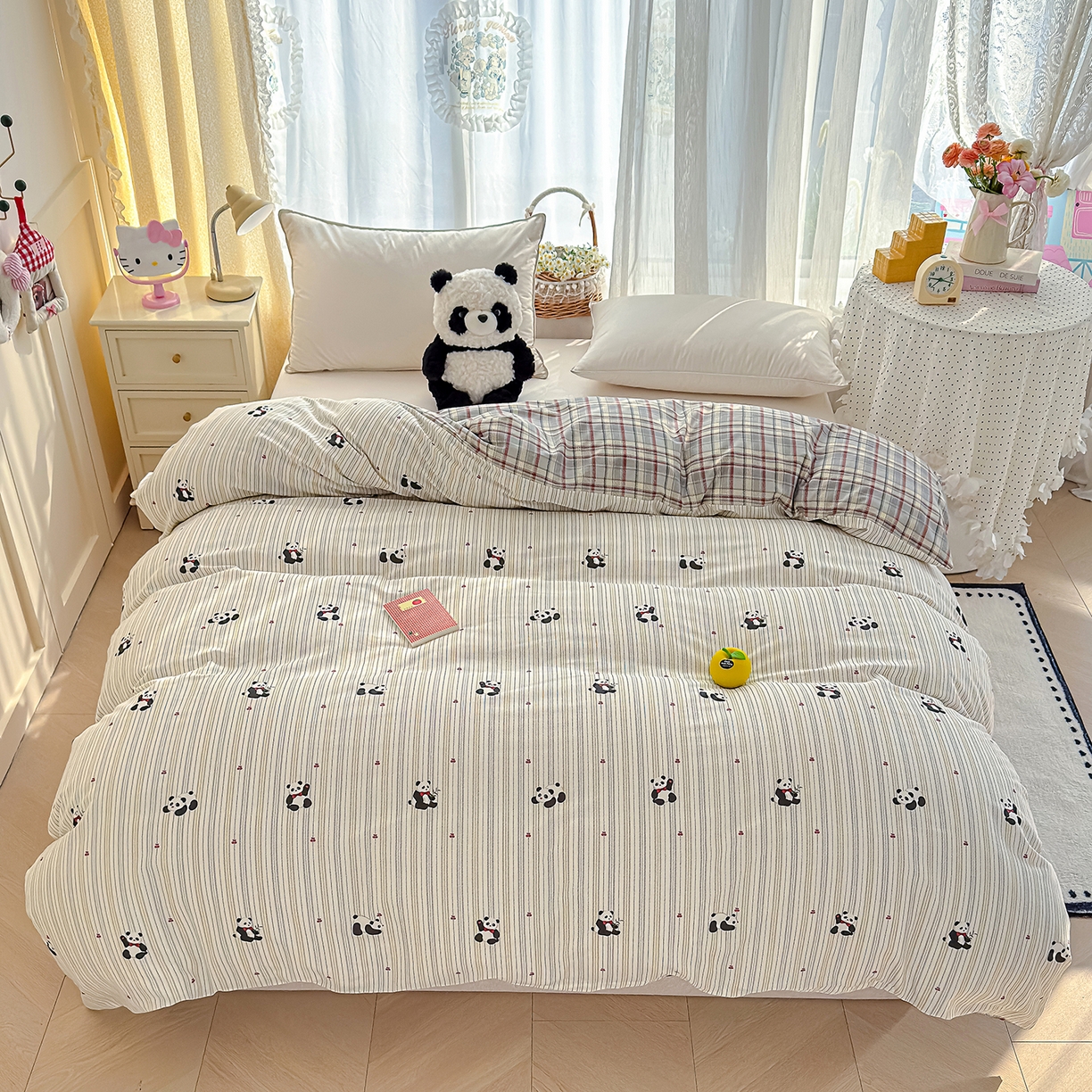 91家纺网 家纺一手货源 找家纺 铺尚美家纺 2026新款12868新疆全棉纯棉单品枕套系列（提供质检报告） 熊猫啵啵