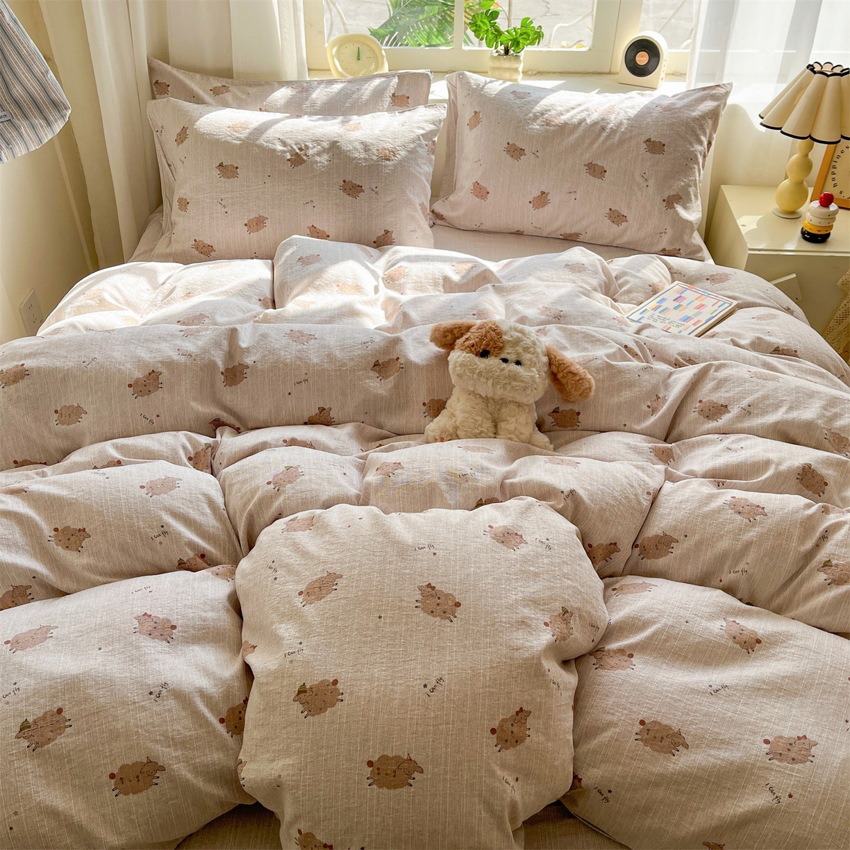 91家纺网 家纺一手货源 找家纺 盛秋家纺 2026春夏新款亲肤舒适色织四件套-洛基系列 肖恩+烟茶色