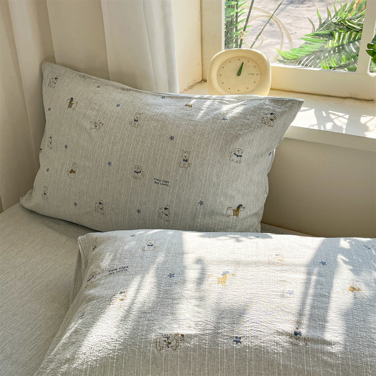 91家纺网 家纺一手货源 找家纺 盛秋家纺 2026春夏新款亲肤舒适色织四件套-洛基系列 星狗+抹茶