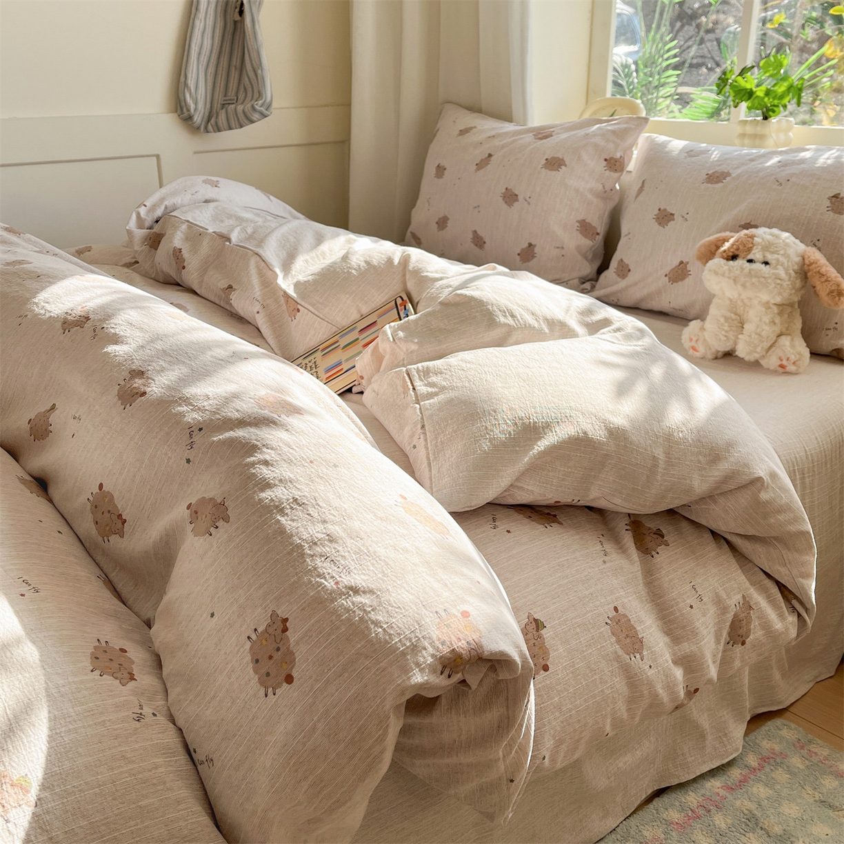 91家纺网 家纺一手货源 找家纺 盛秋家纺 2026春夏新款亲肤舒适色织四件套-洛基系列 肖恩+烟茶色