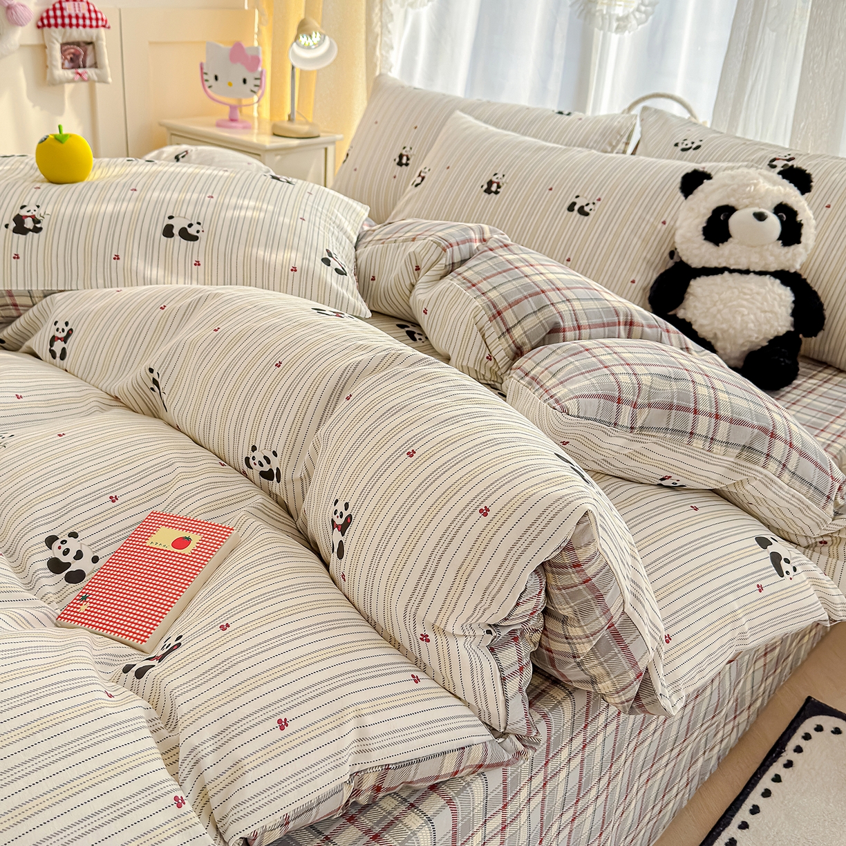 91家纺网 家纺一手货源 找家纺 铺尚美家纺 2026新款12868新疆全棉纯棉单品枕套系列（提供质检报告） 熊猫啵啵