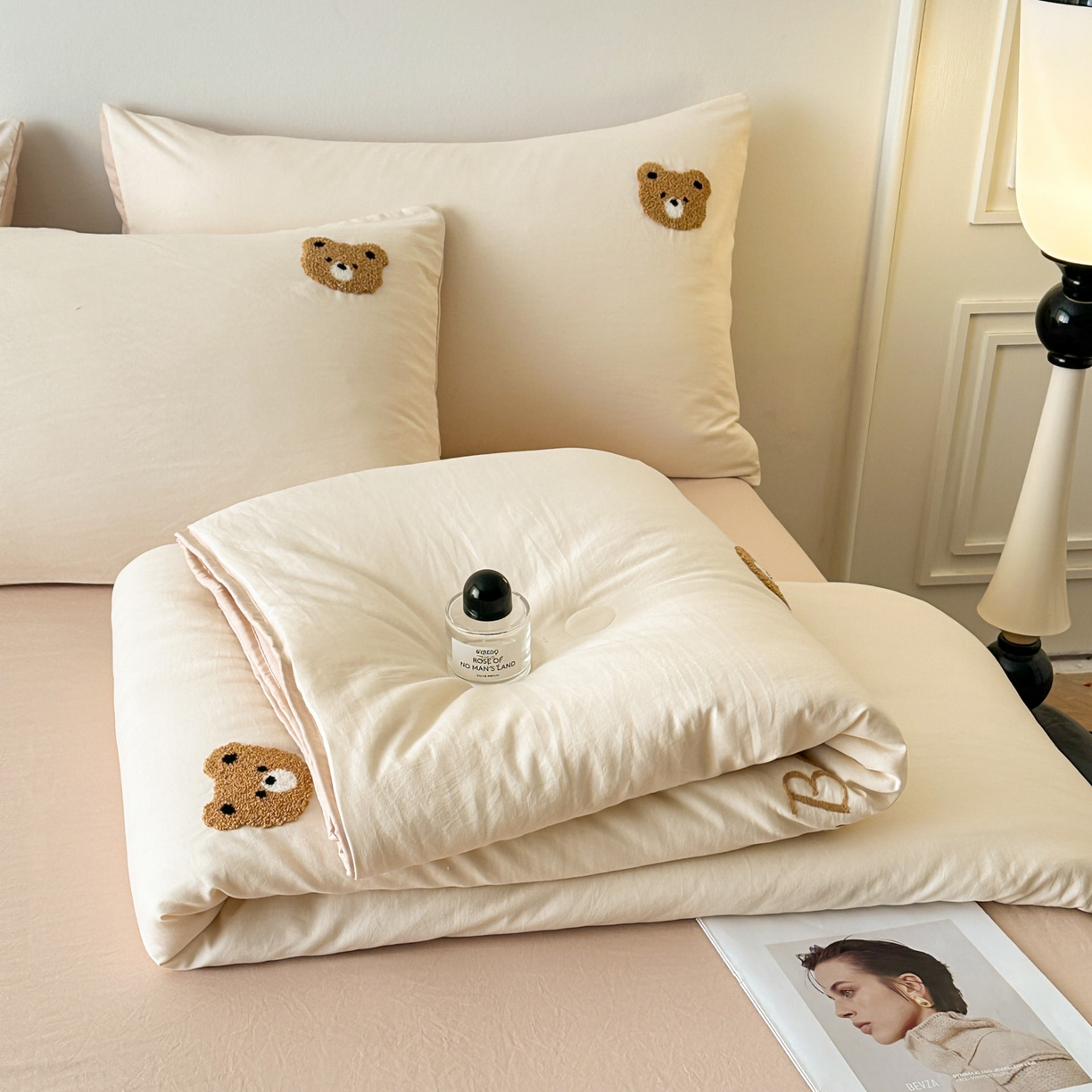 91家纺网 家纺一手货源 找家纺 （总）遇见家居生活馆 2026新款水洗棉毛巾绣夏被四件套-艾拉