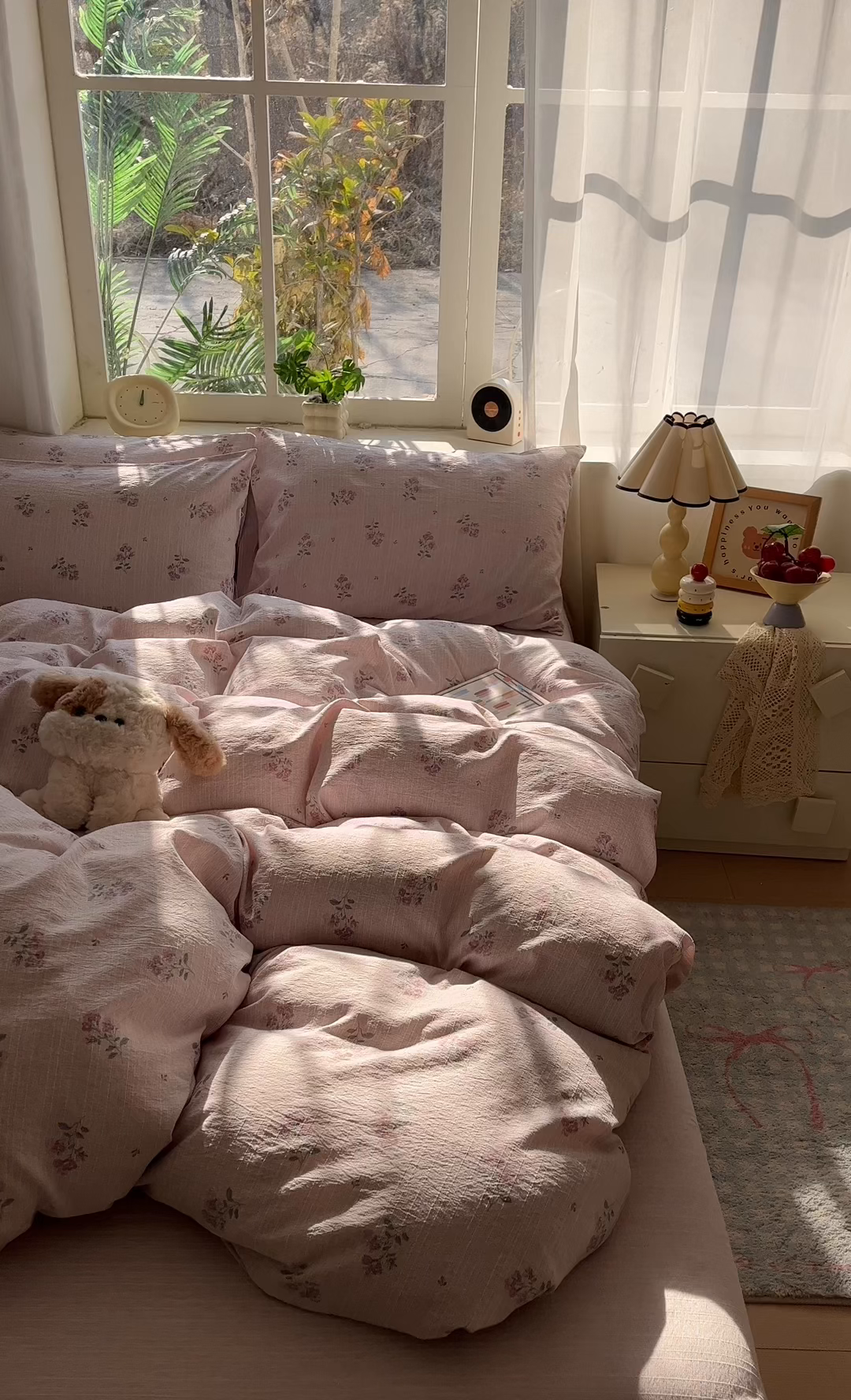 91家纺网 家纺一手货源 找家纺 盛秋家纺 2026春夏新款亲肤舒适色织四件套-洛基系列 云溪+玫瑰粉