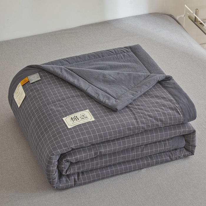 91家纺网 家纺一手货源 找家纺 爱屋及屋 2026新款无印风新疆棉花夏被夏凉被被子被芯 黑小格