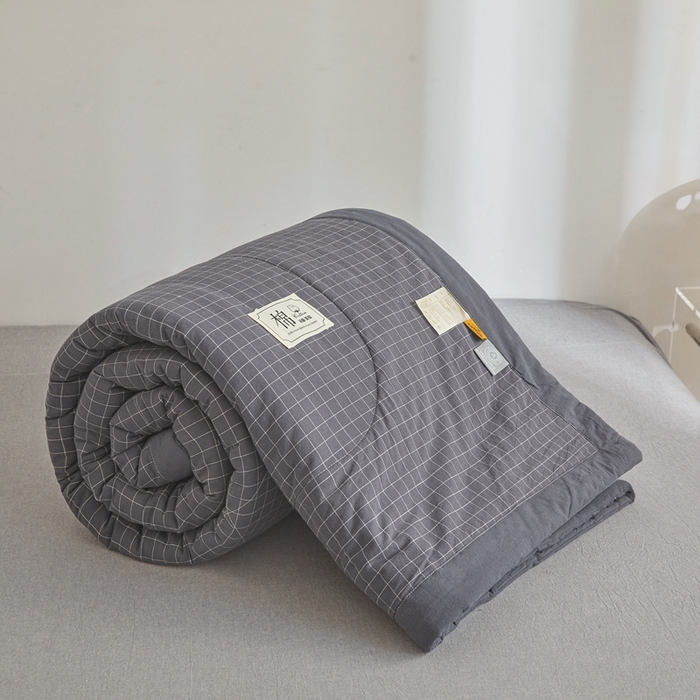 91家纺网 家纺一手货源 找家纺 爱屋及屋 2026新款无印风新疆棉花夏被夏凉被被子被芯 黑小格