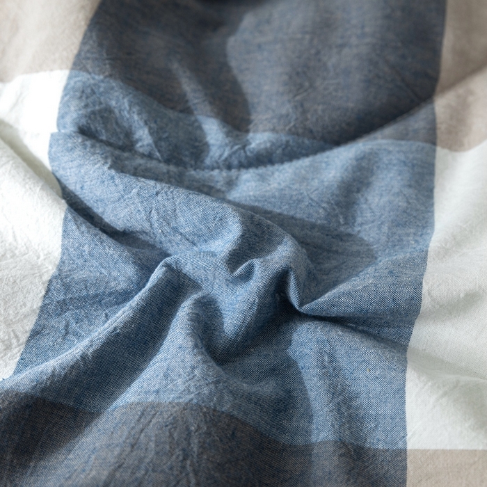 91家纺网 家纺一手货源 找家纺 爱屋及屋 2026新款无印风新疆棉花夏被夏凉被被子被芯 蓝咖大格