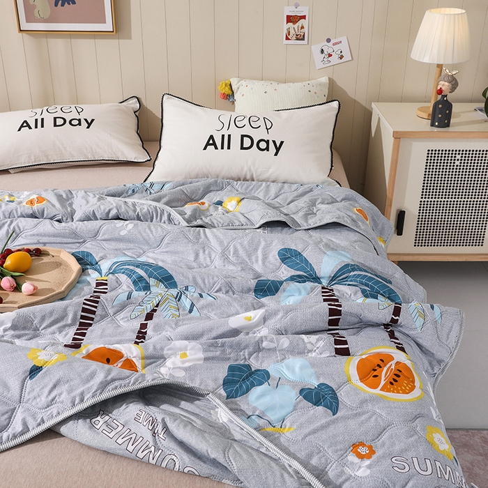 91家纺网 家纺一手货源 找家纺 好欣怡家纺 2026新款海藻棉夏被夏凉被 椰子树