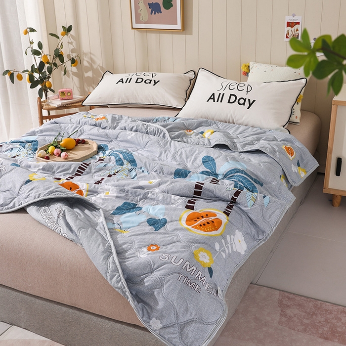 91家纺网 家纺一手货源 找家纺 好欣怡家纺 2026新款海藻棉夏被夏凉被 椰子树