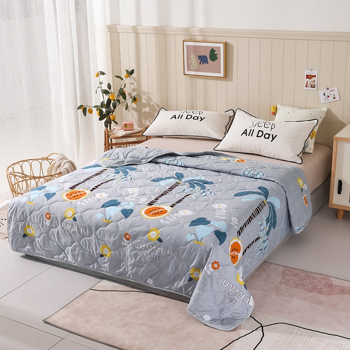 91家纺网 家纺一手货源 找家纺 好欣怡家纺 2026新款海藻棉夏被夏凉被 椰子树