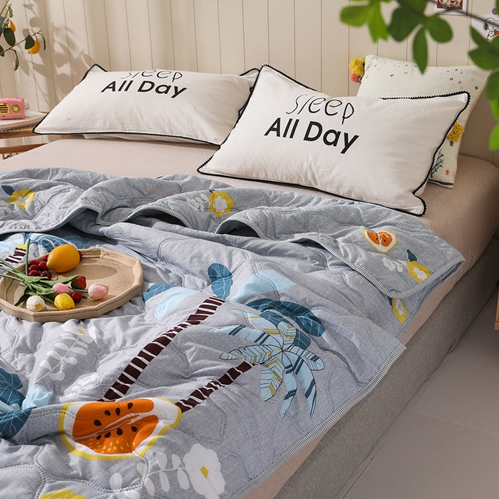 91家纺网 家纺一手货源 找家纺 好欣怡家纺 2026新款海藻棉夏被夏凉被 椰子树