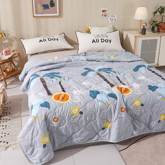 91家纺网 家纺一手货源 找家纺 好欣怡家纺 2026新款海藻棉夏被夏凉被 椰子树