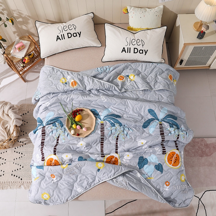 91家纺网 家纺一手货源 找家纺 好欣怡家纺 2026新款海藻棉夏被夏凉被 椰子树