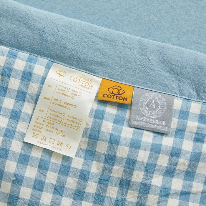 91家纺网 家纺一手货源 找家纺 爱屋及屋 2026新款无印风新疆棉花夏被夏凉被被子被芯 蓝小格