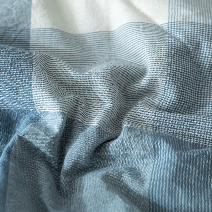 91家纺网 家纺一手货源 找家纺 爱屋及屋 2026新款无印风新疆棉花夏被夏凉被被子被芯 蓝中格