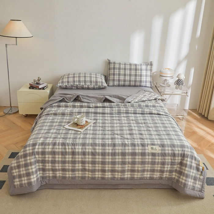 91家纺网 家纺一手货源 找家纺 爱屋及屋 2026新款无印风新疆棉花夏被夏凉被被子被芯 洛可可灰