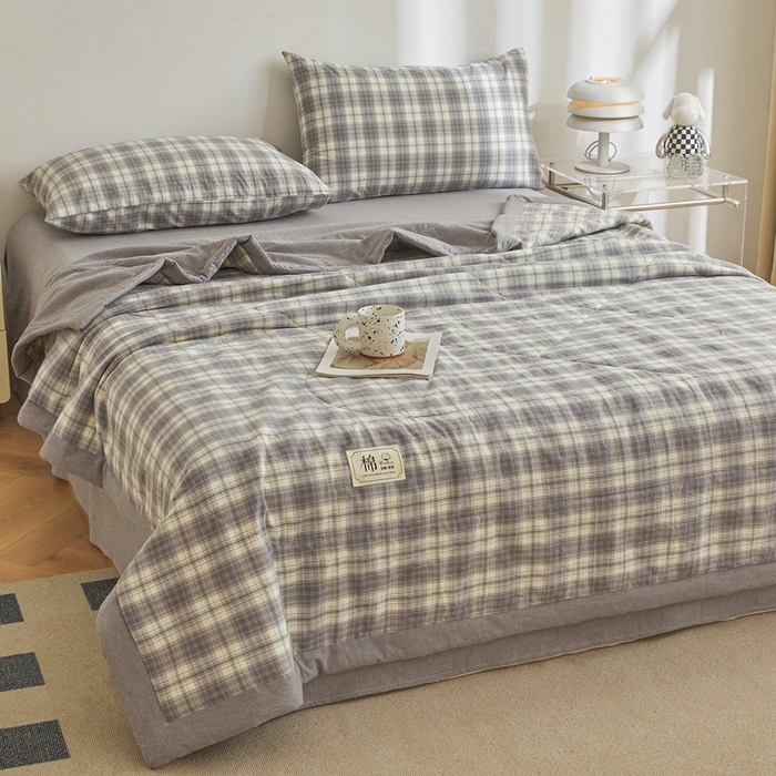 91家纺网 家纺一手货源 找家纺 爱屋及屋 2026新款无印风新疆棉花夏被夏凉被被子被芯 洛可可灰