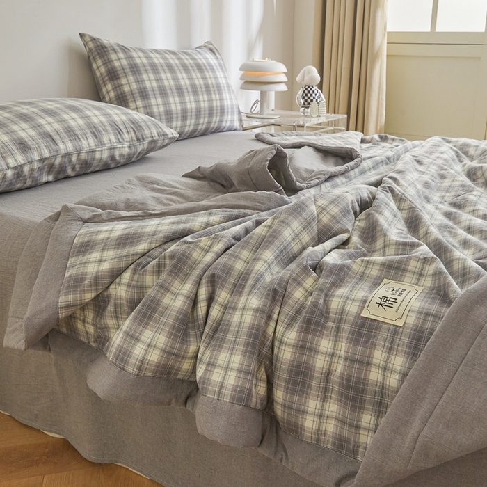 91家纺网 家纺一手货源 找家纺 爱屋及屋 2026新款无印风新疆棉花夏被夏凉被被子被芯 洛可可灰