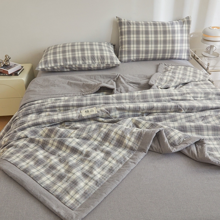 91家纺网 家纺一手货源 找家纺 爱屋及屋 2026新款无印风新疆棉花夏被夏凉被被子被芯 洛可可灰