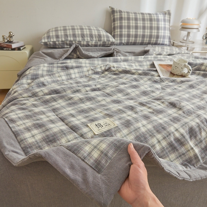 91家纺网 家纺一手货源 找家纺 爱屋及屋 2026新款无印风新疆棉花夏被夏凉被被子被芯 洛可可灰