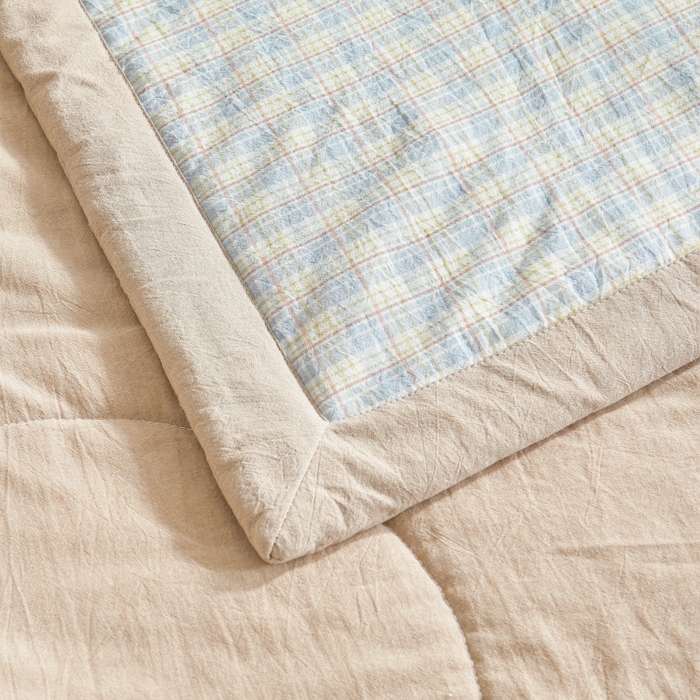 91家纺网 家纺一手货源 找家纺 爱屋及屋 2026新款无印风新疆棉花夏被夏凉被被子被芯 密条蓝