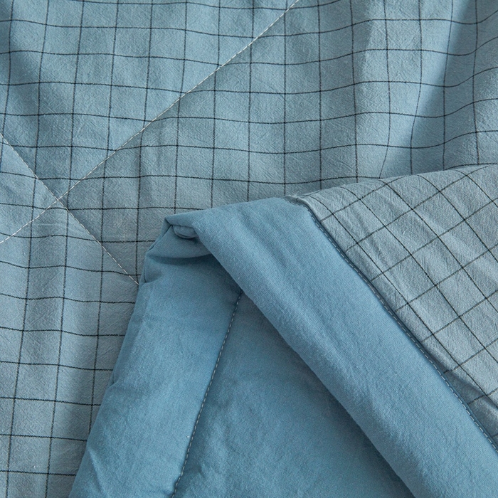 91家纺网 家纺一手货源 找家纺 爱屋及屋 2026新款无印风新疆棉花夏被夏凉被被子被芯 雾蓝格