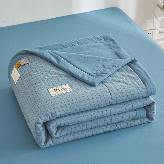 91家纺网 家纺一手货源 找家纺 爱屋及屋 2026新款无印风新疆棉花夏被夏凉被被子被芯 雾蓝格