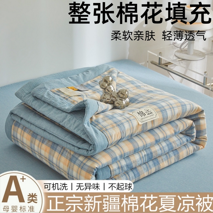 爱屋及屋 2026新款无印风新疆棉花夏被夏凉被被子被芯 雅致格